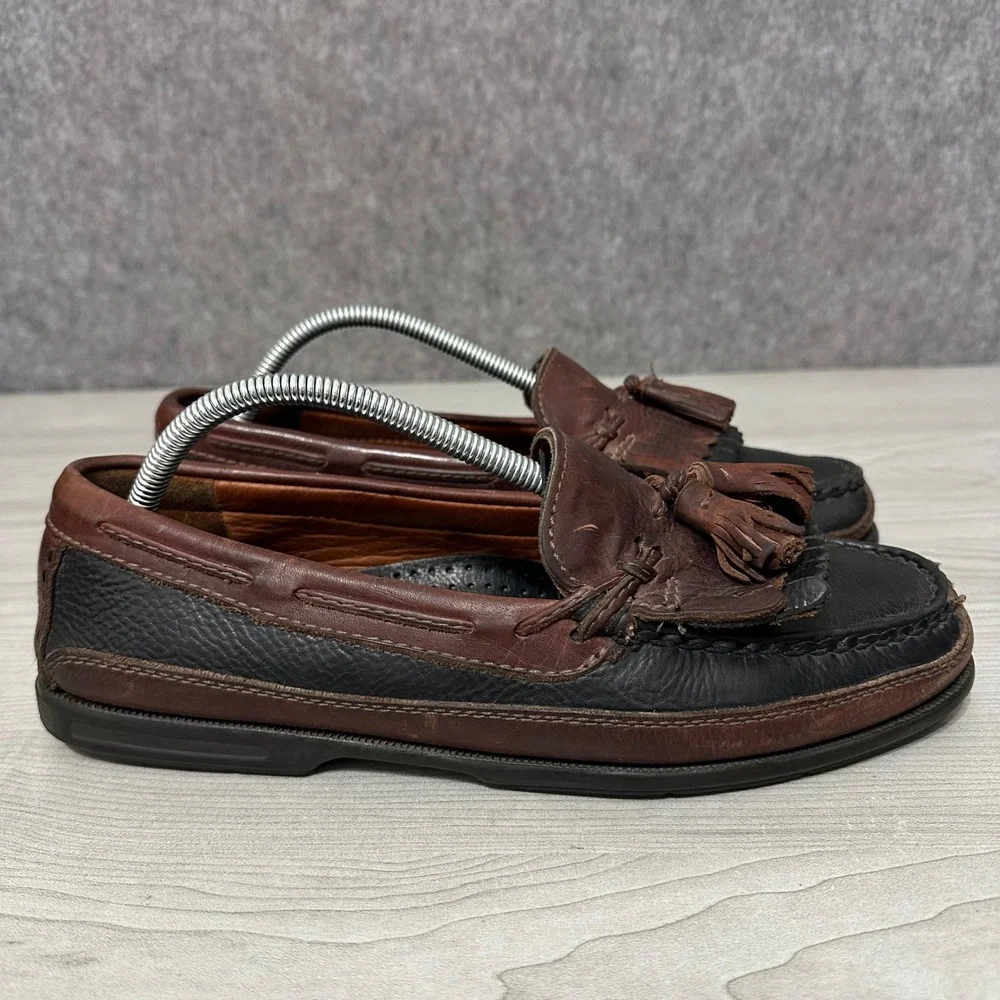 Johnston & Murphy Aragon II Kiltie Tassel‎ Loafers Mens 10 Black Brown Leather